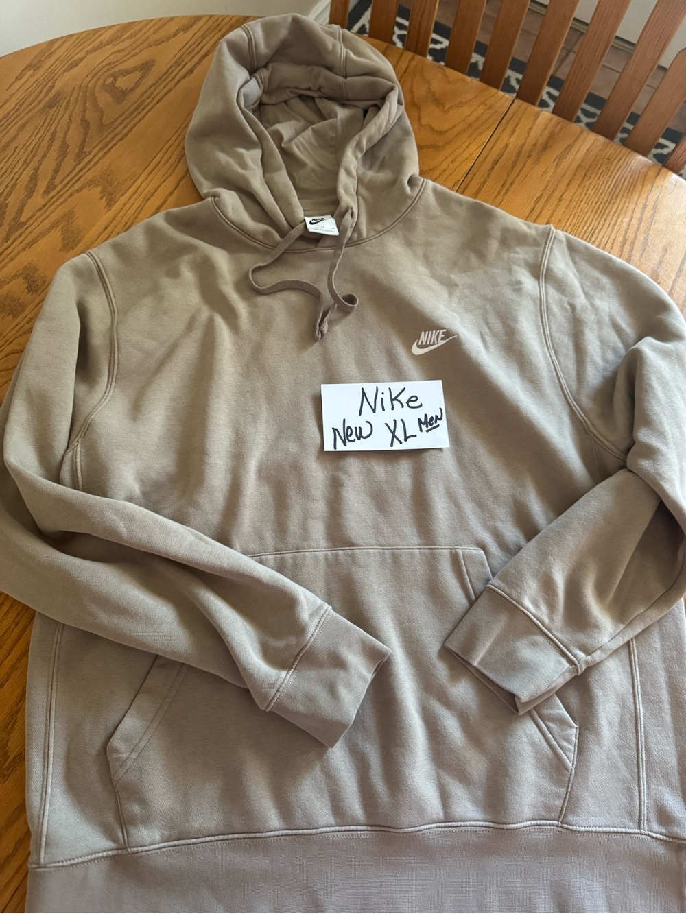 Nike Men’s Tan Pullover Hoodie with White Logo